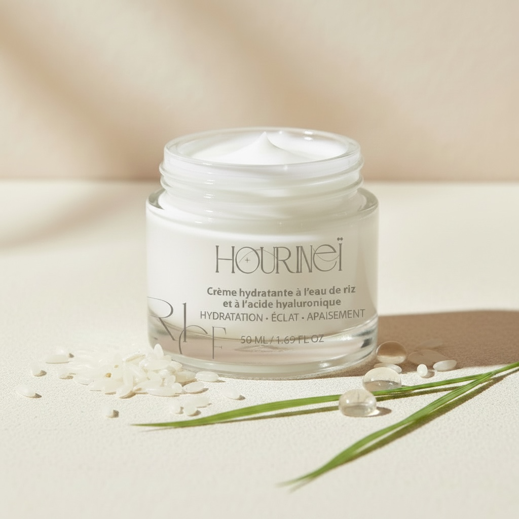 Crème hydratante à l'eau de riz et l'acide hyaluronique